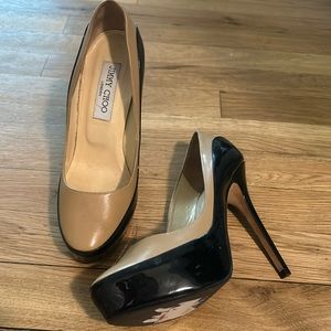 Jimmy Choo Beige and Black Heels 6.5